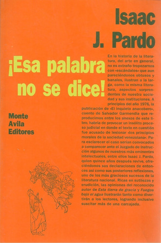 Libro ¡ Esa Palabra No Se Dice ! / Isaac Pardo