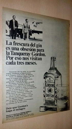 P318 Clipping Antigua Publicidad Gin Gordon's Año 1970