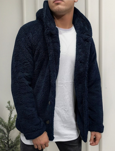 Chaqueta De Invierno Para Hombre Bolsillos De Lana Con Gorra