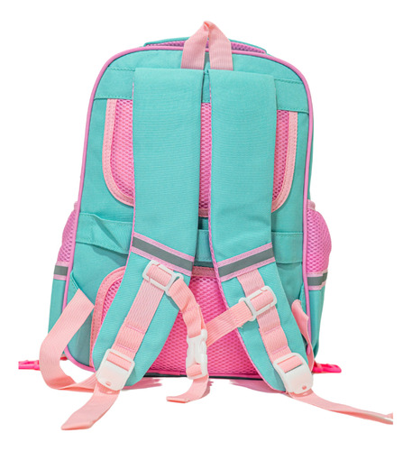 Mochila Hello Kitty Infantil Nena Con Brillos Y Estampados Verde Y Rosa