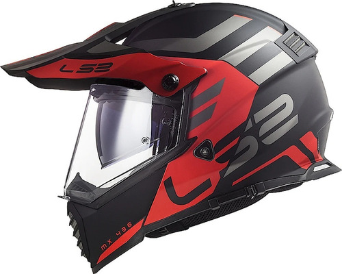 Casco Ls2 Mx436 Adventurer Negro Mate Rojo