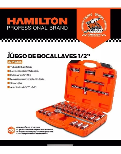 Caja Juego Herramientas 32 Piezas Hamilton Tubos Llaves Jb12