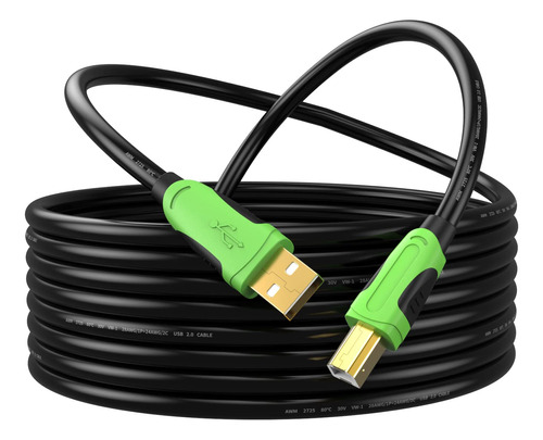 Xxone - Cable De Impresora Usb De 20 Pies, Cable De Impresor