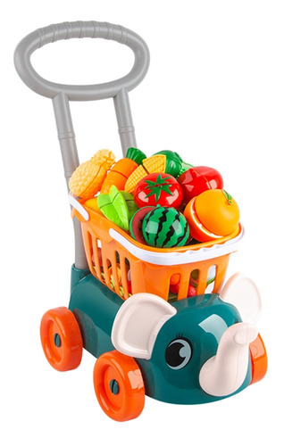 Carrito De La Compra Para Niños Con Comida Para Cortar,