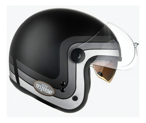 Capacete Moto Peels Click Yesterday Masculino Feminino Cor Preto Fosco com Prata Tamanho do capacete 56