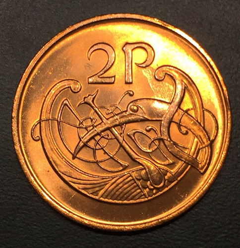 Irl006 Moneda Irlanda 2 Pence 1980 Error Unc-bu Ayff (Usado)