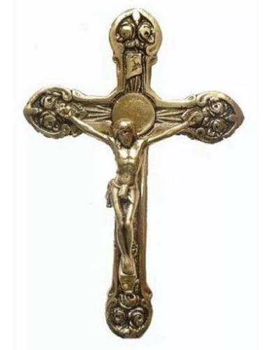 Crucifixo Parede Bronze Decoração Presentes Natal Igreja