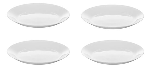 Set 4 Pzas Plato Pastel 19 Cm Elegante Vidrio Opal Blanco  