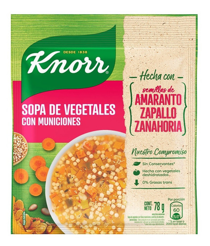 Sopa De Vegetales Knorr Con Municiones Sobre X 80 Gr