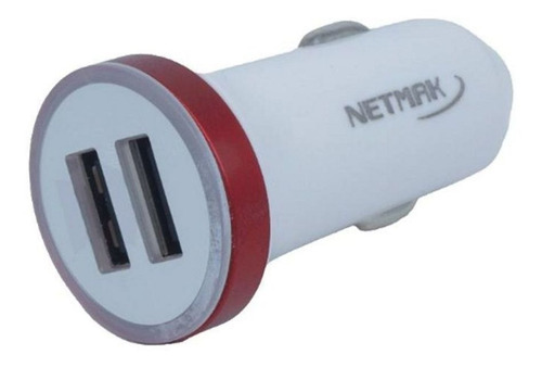 Cargador P/auto 2 Usb Rapido 2.1a Rojo Netmak