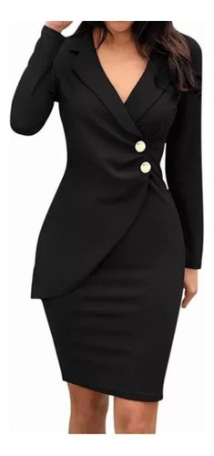 Gift Women's Formal Work Dress Button Sleeve .