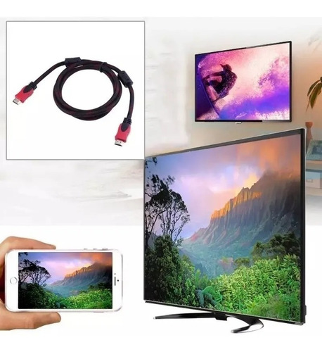 X3 Cable Hdtv 5 Metros Full Hd Blindado Enmallado Reforzado