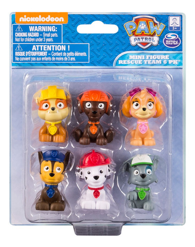 Imagen 1 de 9 de Set 6 Mini Figuras Paw Patrol.