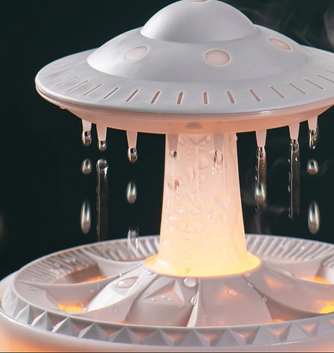 Umidificador Difusor De Nave Espacial Com Gotas De Chuva Led