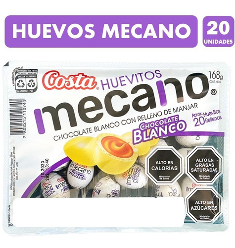 Huevitos De Pascua Mecano Blanco, Relleno Manjar (20 Uni)