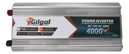 Inversor de Voltagem Gilgal 4000W 12V p/ 220V para Energia Solar, Transforma Corrente Contínua em Alternada para Sistemas Fotovoltaicos Domésticos e Comerciais