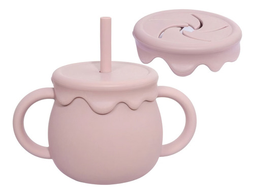 Taza Silicona Bebés 2 En 1, Bebidas Y Snacks, Tapa Y Sorbito