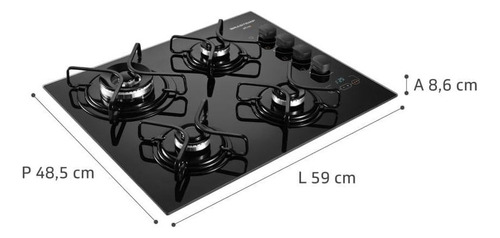 Cooktop 4 Bocas Brastemp Com Duplachama E Timer Touch - Bdt6 Cor Preto 127V/220V