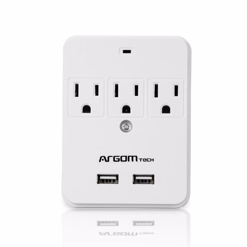 Adaptador De 3 Salidas Y 2 Puertos Usb Argom *itech