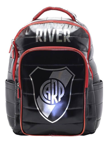Mochila Escolar River Plate Carp Futbol Diseño Color Negro Diseño de la tela Lisa