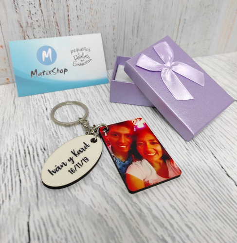 Imagen 2 de 5 de Llaveros Con Foto Y Frase - Regalos Personalizados