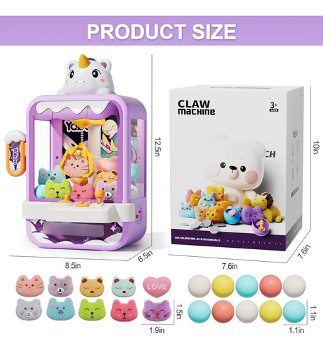 Mini Máquina De Garras Unicornios Para Niñas Modelo Arcade Color