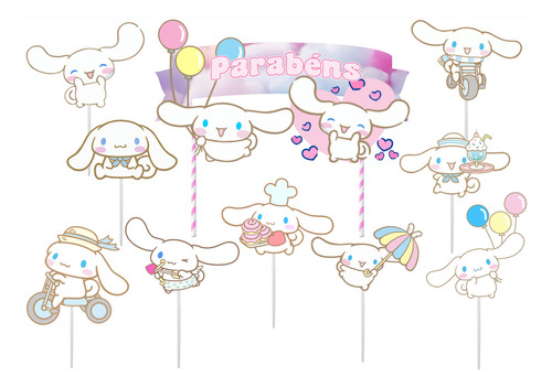 Topo De Bolo Cinnamoroll Com 10 Peças