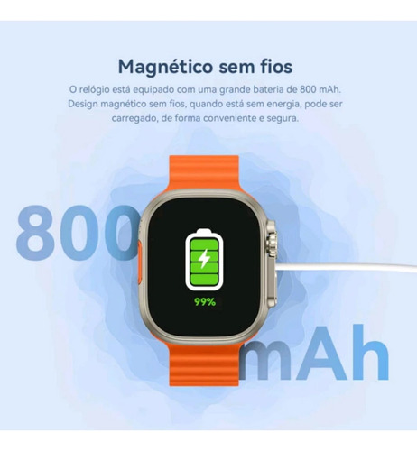 Relógio Smartwatch Celular De Pulso Hw Ultra 2 Call Câmera Cinza Laranja