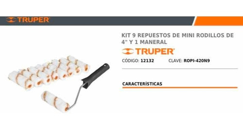 Imagen 5 de 5 de Rodillos Para Pintar Kit De 9 Repuestos Mini Rodillo Truper