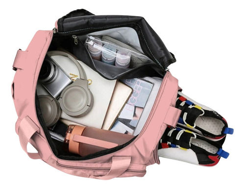 Bolsa Fitness Durável Com Espaço Para Tênis Separado Cor Rosa Liso