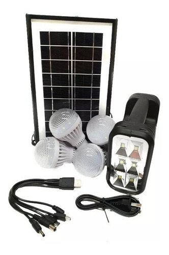 Kit Panel Solar Portatil + 4 Bombillos + Batería
