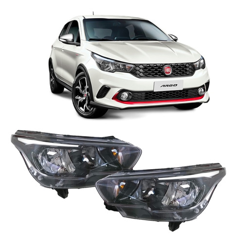 Juego De Opticas Fiat Argo 2021 2022 2023 Con Led Tipo Valeo