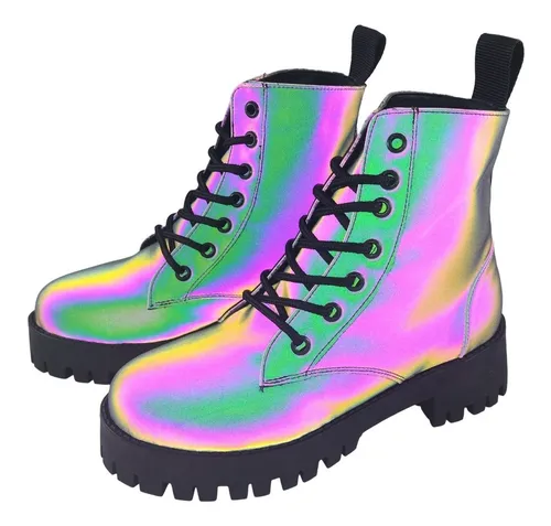 Botas Rock Punk Goth Estilo Ingl s Tornasol Efecto Lumina