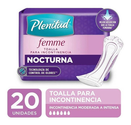 Plenitud Femme Nocturna Toallas Incontinencia Intensa 20u