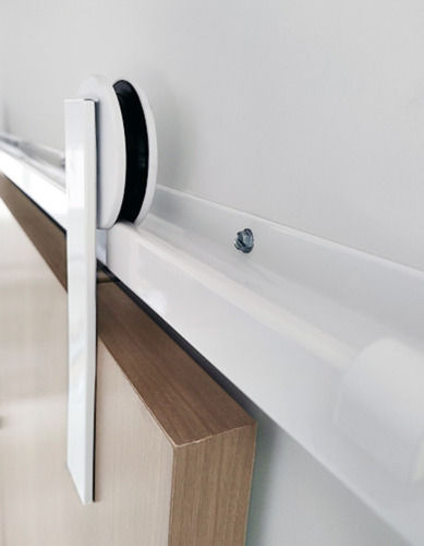 Porta Carvalho 80cm + Kit Correr 1,5m + Puxador 1m Branco