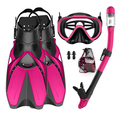 Mask Fins Snorkel Set For Adults Men Women Dry Top Snorkel D