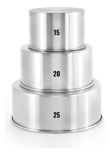 Kit 3 Forma Assadeira Bolo Redonda Alta 15-20-25 Alumínio