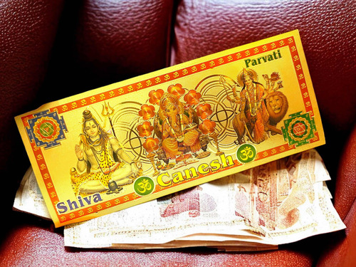 Billete Dorado Dios Shiva /ganesh /parvati Protection Suerte