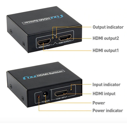 Imagen 3 de 3 de Splitter Hdmi 1x2 Activo 1.4 Full Hd 1080p 3d Metálico