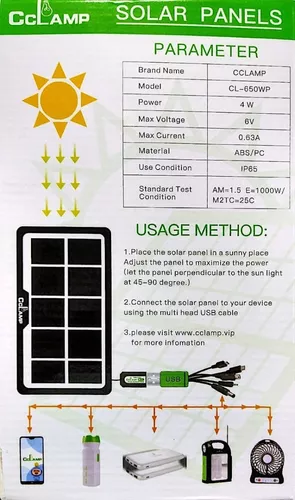 Mini Panel Solar 4 Watts 6 V Cable Micro Mini Tipo C iPhone