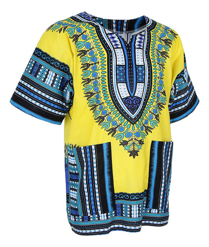 Unisex Estampados Africanos Vestido De Algodón Dashiki