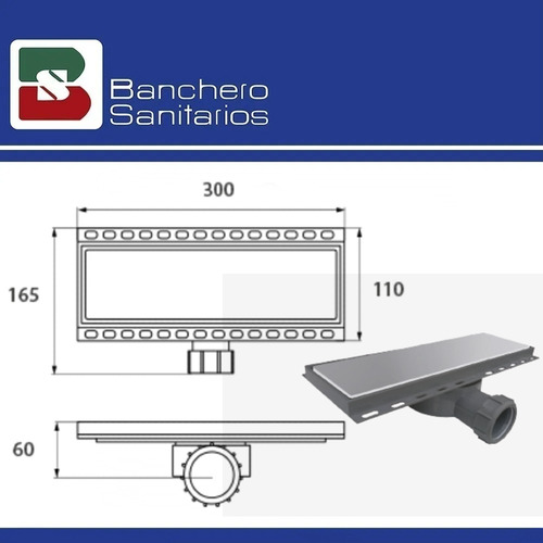 Desagüe Lineal 30 Cm Abs Rejilla Acero Inox Ideal P