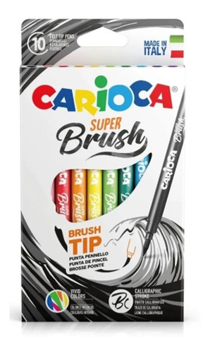 Marcadores Carioca Súper Brush Pta Pincel X 10 Made In Italy