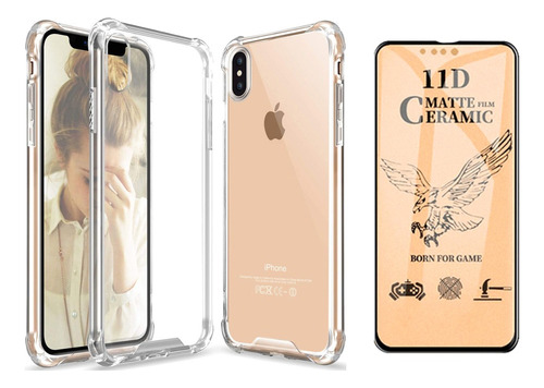 Funda Antichoque Goma + Vidrio Para iPhone XS Max