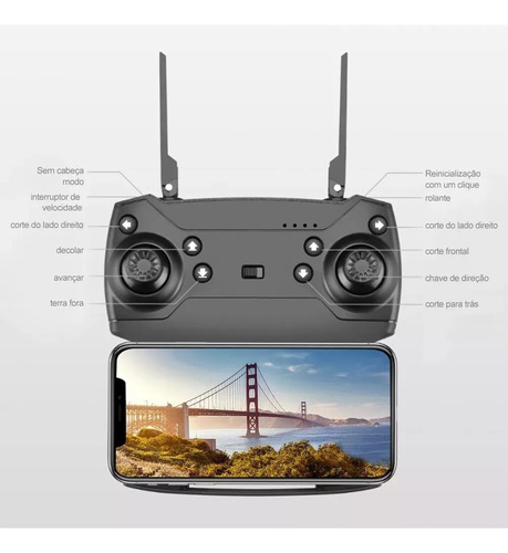 Mini Drone E88 Pro Com Câmera Dupla Wifi Com Case 2 Baterias