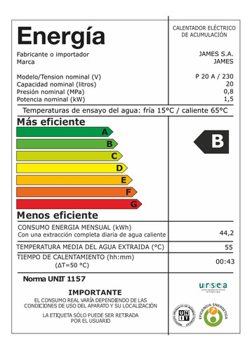 James - Termotanque 20 Lts - Acero - Prisma Bigsale