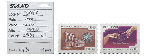 Lote3082 Argentina Serie 1990 Gj#2519-20 Mint