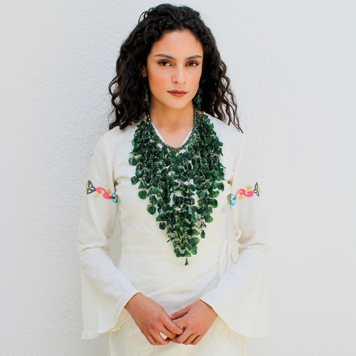 Tiskani - Collar Bonito De Escama De Pescado Artesanal Color Verde Oscuro
