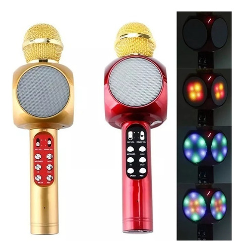 Microfono Inalambrico Karaoke Bocina Bluetooth Fm Radio Led Color Azar - 240067