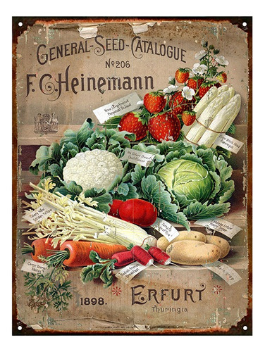 Cartel De Chapa Publicidad Antigua Verduras Heinemann P649